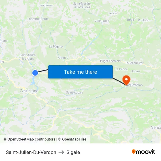 Saint-Julien-Du-Verdon to Sigale map