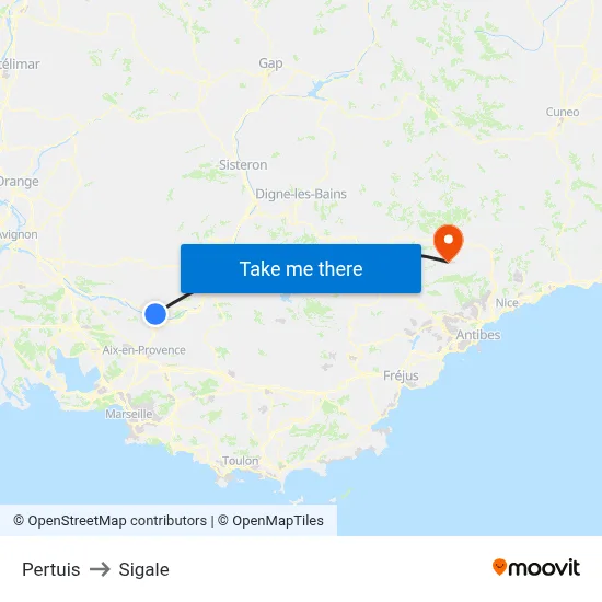 Pertuis to Sigale map
