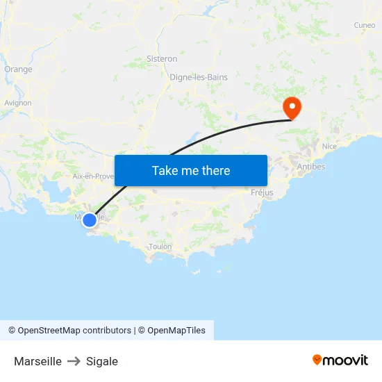 Marseille to Sigale map