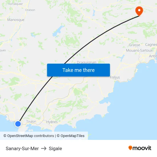 Sanary-Sur-Mer to Sigale map