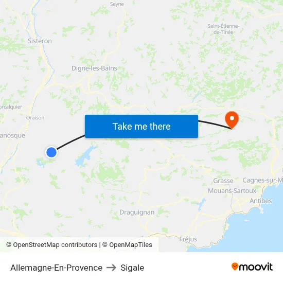 Allemagne-En-Provence to Sigale map