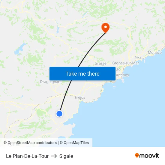 Le Plan-De-La-Tour to Sigale map
