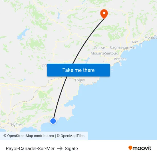 Rayol-Canadel-Sur-Mer to Sigale map