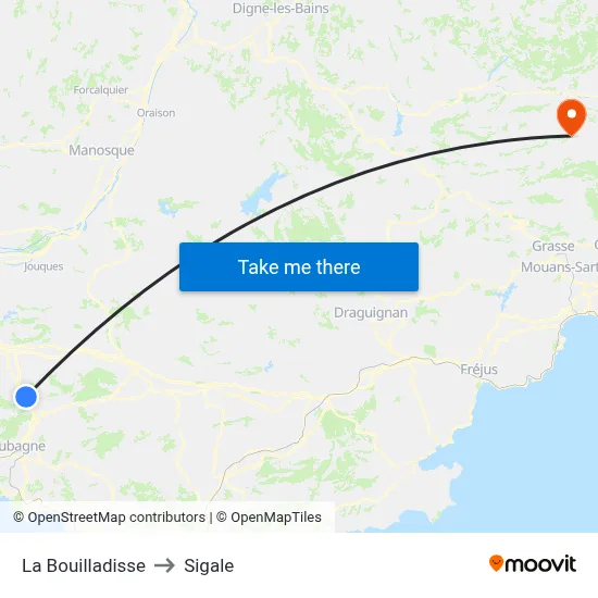 La Bouilladisse to Sigale map