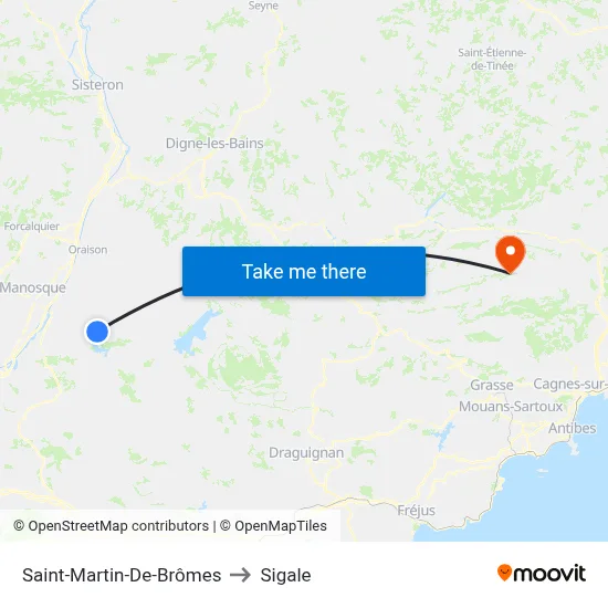 Saint-Martin-De-Brômes to Sigale map
