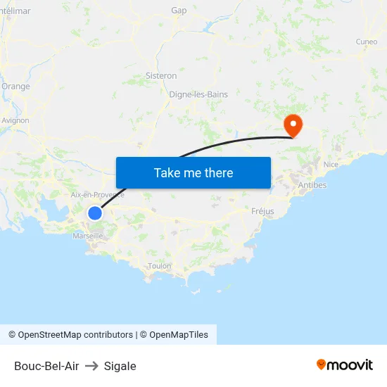 Bouc-Bel-Air to Sigale map