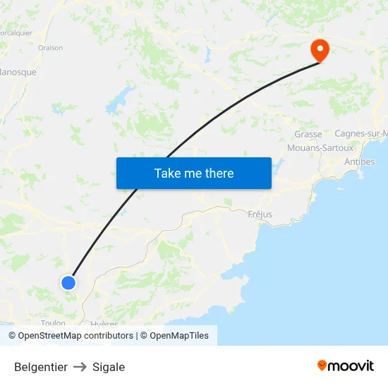 Belgentier to Sigale map