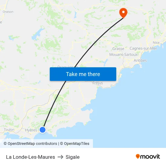 La Londe-Les-Maures to Sigale map