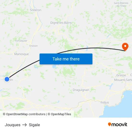 Jouques to Sigale map