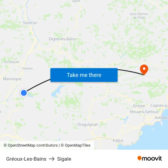 Gréoux-Les-Bains to Sigale map