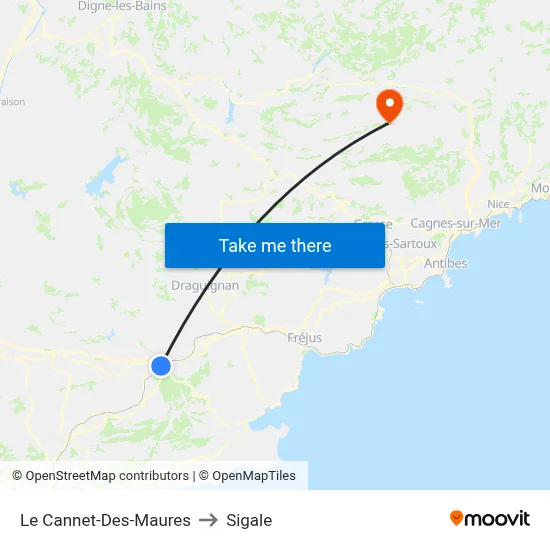 Le Cannet-Des-Maures to Sigale map