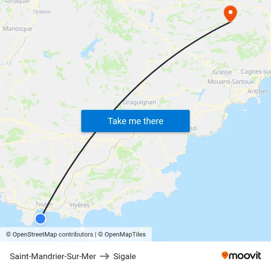 Saint-Mandrier-Sur-Mer to Sigale map