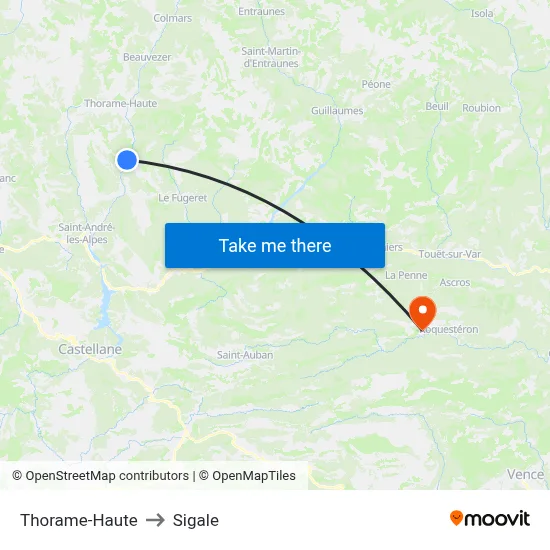 Thorame-Haute to Sigale map