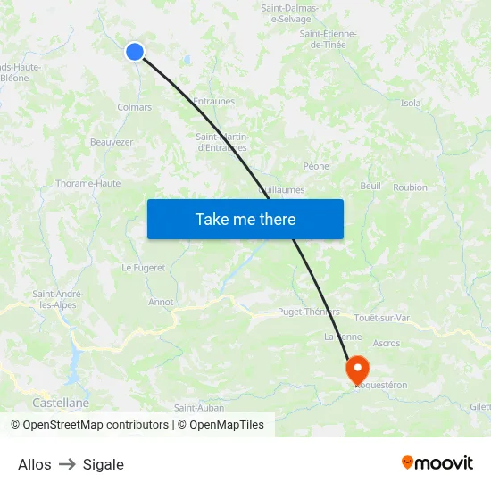 Allos to Sigale map