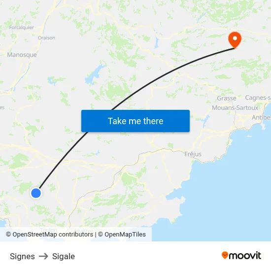 Signes to Sigale map