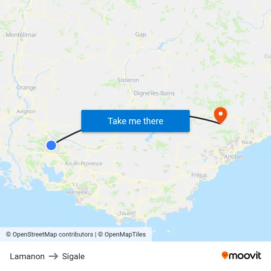 Lamanon to Sigale map