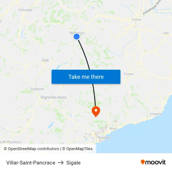 Villar-Saint-Pancrace to Sigale map