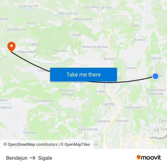 Bendejun to Sigale map