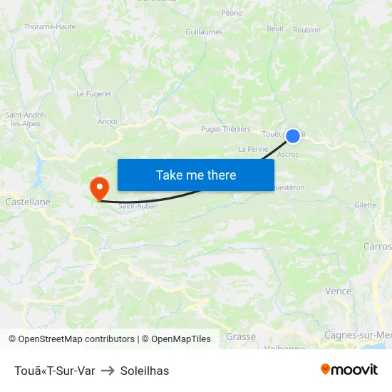 Touã«T-Sur-Var to Soleilhas map
