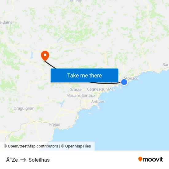 ÃˆZe to Soleilhas map