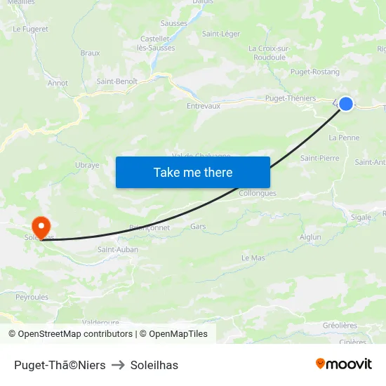 Puget-Thã©Niers to Soleilhas map