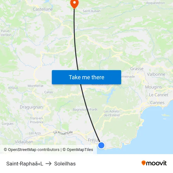 Saint-Raphaã«L to Soleilhas map