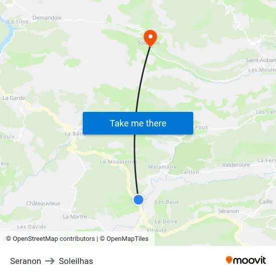Seranon to Soleilhas map