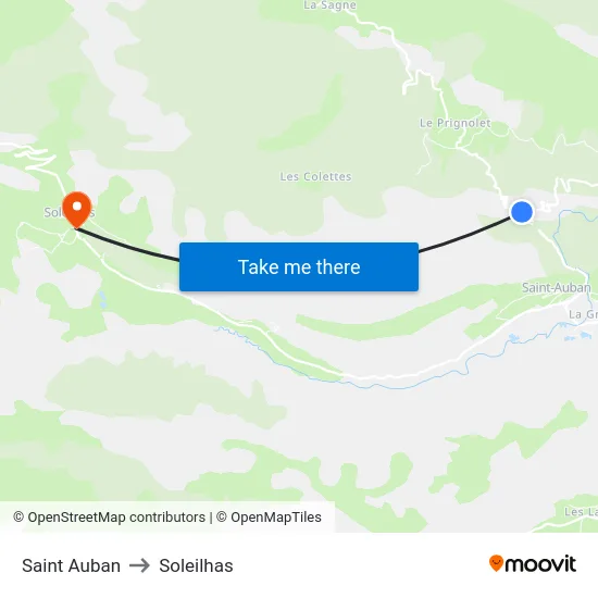 Saint Auban to Soleilhas map