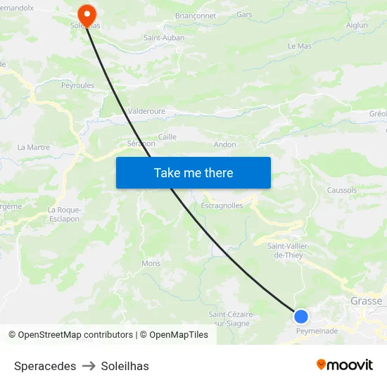 Speracedes to Soleilhas map