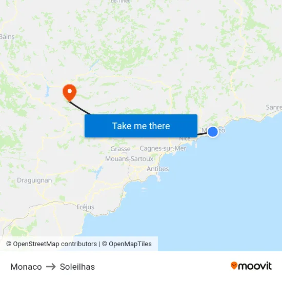Monaco to Soleilhas map