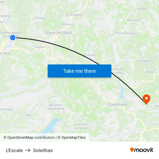 L'Escale to Soleilhas map