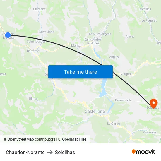 Chaudon-Norante to Soleilhas map