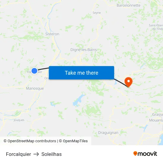 Forcalquier to Soleilhas map