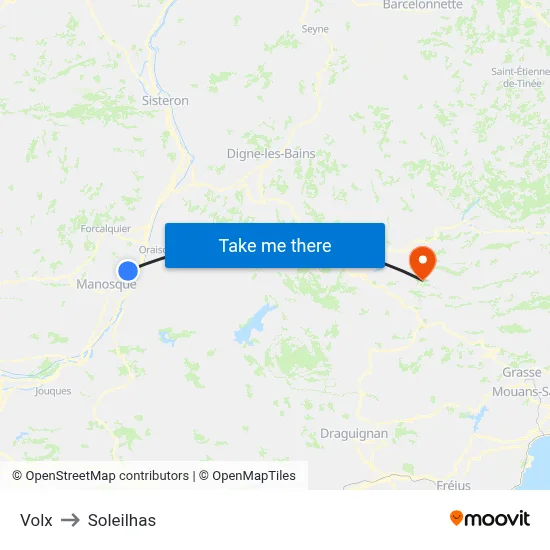 Volx to Soleilhas map