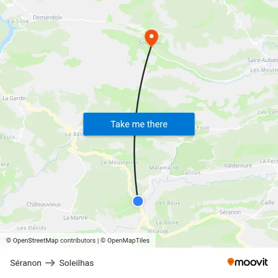 Séranon to Soleilhas map