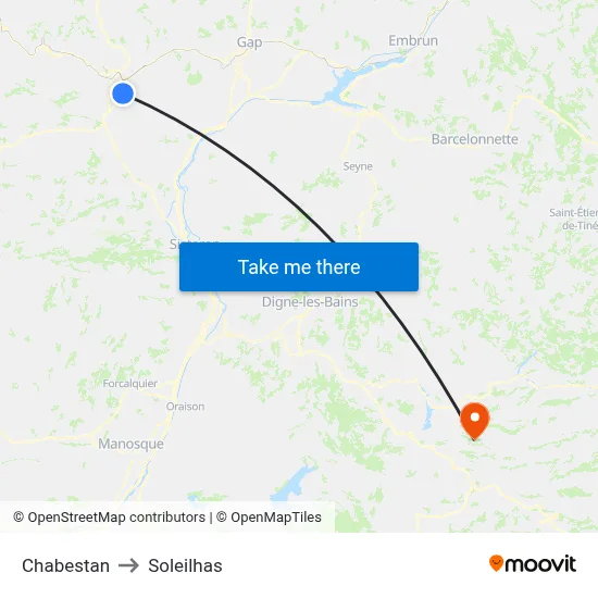Chabestan to Soleilhas map