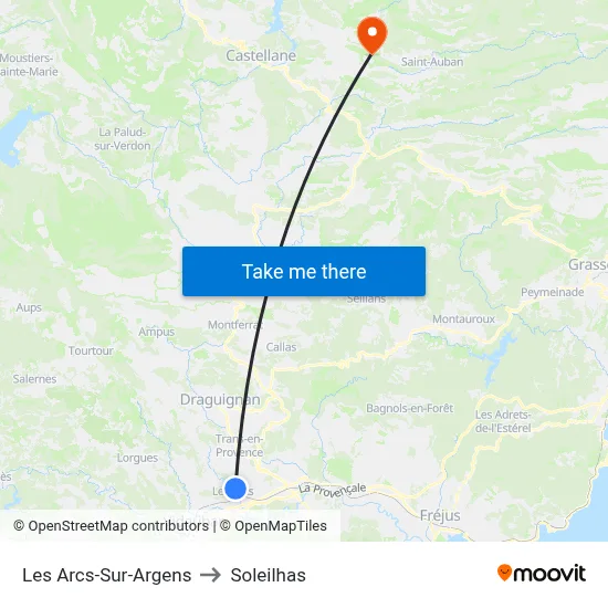 Les Arcs-Sur-Argens to Soleilhas map