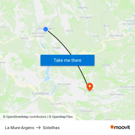 La Mure-Argens to Soleilhas map