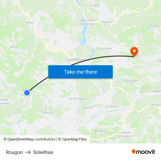 Rougon to Soleilhas map