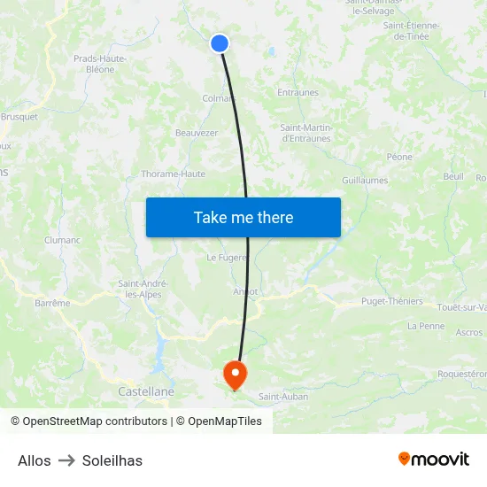 Allos to Soleilhas map