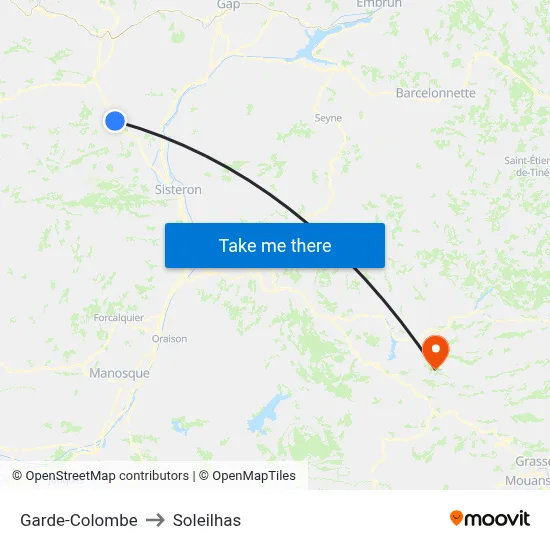 Garde-Colombe to Soleilhas map