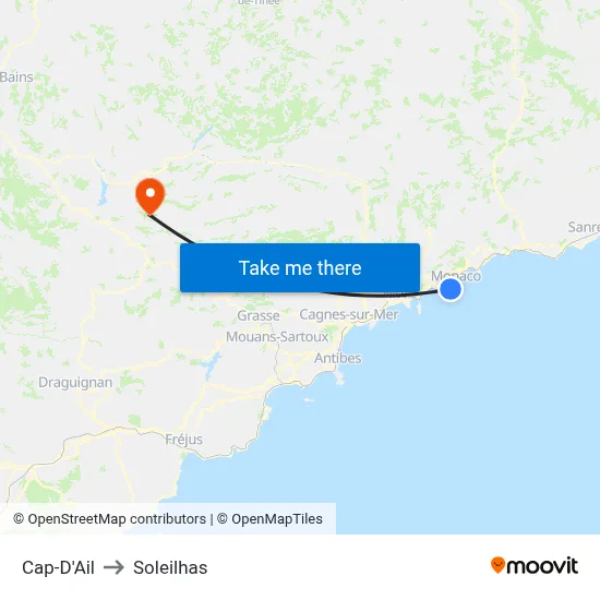 Cap-D'Ail to Soleilhas map