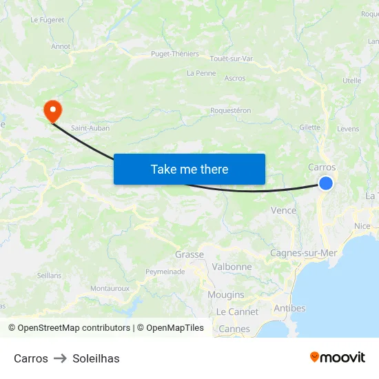 Carros to Soleilhas map