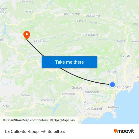 La Colle-Sur-Loup to Soleilhas map