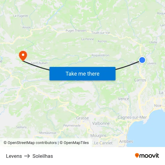 Levens to Soleilhas map