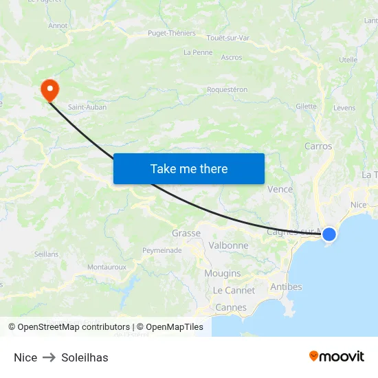 Nice to Soleilhas map