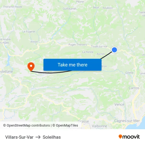 Villars-Sur-Var to Soleilhas map