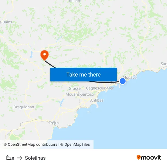 Èze to Soleilhas map