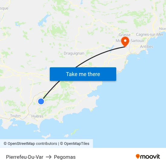 Pierrefeu-Du-Var to Pegomas map