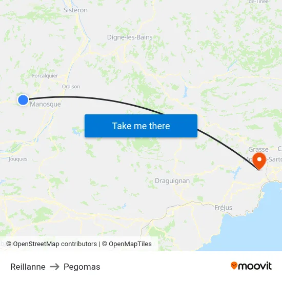 Reillanne to Pegomas map